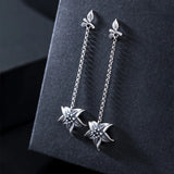 925 Silver Retro Flower Drop Earrings Women Original Vintage Accessories