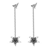 925 Silver Retro Flower Drop Earrings Women Original Vintage Accessories