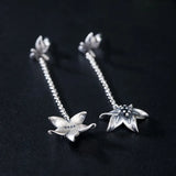 925 Silver Retro Flower Drop Earrings Women Original Vintage Accessories