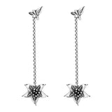 925 Silver Retro Flower Drop Earrings Women Original Vintage Accessories