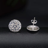 925 Silver Flowers Stud Earrings For Women Thai Silver Vintage Jewelry