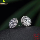 925 Silver Flowers Stud Earrings For Women Thai Silver Vintage Jewelry