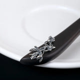 925 Sterling Silver Retro Orchid Ebony Hairpin Women Hanfu Hair Accessory