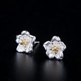 925 Silver Retro Pear Flower Stud Earrings High Femme Accessories