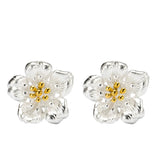 925 Silver Retro Pear Flower Stud Earrings High Femme Accessories
