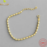 925 Sterling Silver Rice Beaded Chain Bracelet 18k Plating Femme Accessories
