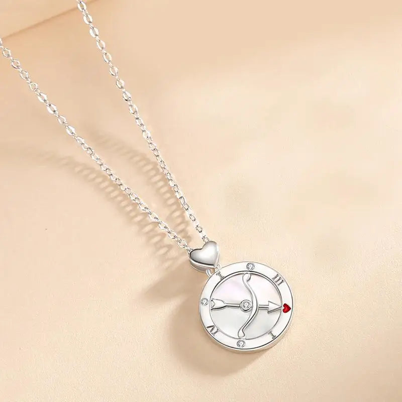 925 Sterling Silver Romantic Cupid's Arrow Pendant Necklace Women