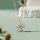 925 Silver Sunflower Pendant Necklace Rose Plating