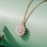 925 Silver Sunflower Pendant Necklace Rose Plating
