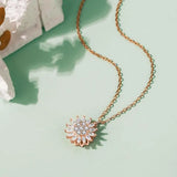 925 Silver Sunflower Pendant Necklace Rose Plating