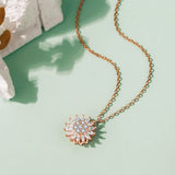 925 Silver Sunflower Pendant Necklace Rose Plating