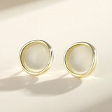 925 Silver Opal Stud Earrings Rose Plating