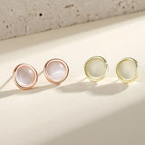 925 Silver Opal Stud Earrings Rose Plating