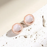 925 Silver Opal Stud Earrings Rose Plating