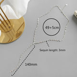 925 Sterling Silver Sequin Chain Tassel Pendant Necklace for Women