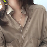 925 Sterling Silver Sequin Chain Tassel Pendant Necklace for Women