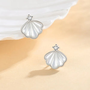 Real 925 Sterling Silver Shell Stud Earrings Rose Plating Teenage Girl