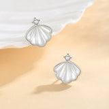 Real 925 Sterling Silver Shell Stud Earrings Rose Plating Teenage Girl