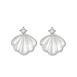 Real 925 Sterling Silver Shell Stud Earrings Rose Plating Teenage Girl