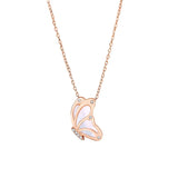 925 Sterling Silver Shell Butterfly Pendant Necklace Women Rose Plating