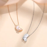 925 Sterling Silver Shell Butterfly Pendant Necklace Women Rose Plating