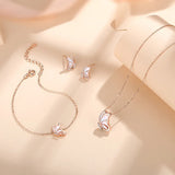 925 Sterling Silver Shell Butterfly Pendant Necklace Women Rose Plating