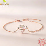 925 Sterling Silver Shell Dolphin Bracelet Rose Plating