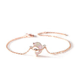 925 Sterling Silver Shell Dolphin Bracelet Rose Plating
