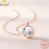 925 Silver Shell Star Necklace Women Rose Plating