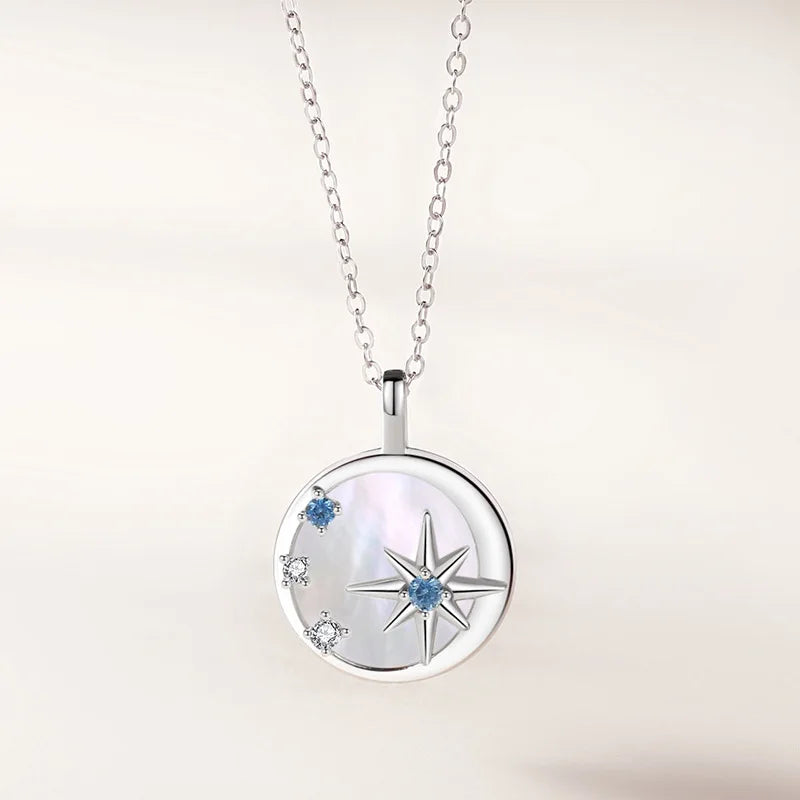 925 Silver Shell Star Necklace Women Rose Plating
