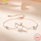 925 Silver Shell Unicorn Bracelet Rose Plating