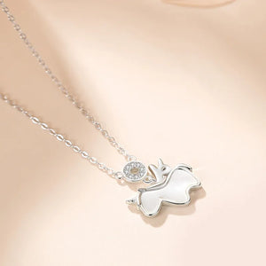 925 Silver Shell Unicorn Pendant Necklace Rose Plated Gift