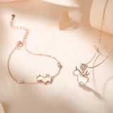 925 Silver Shell Unicorn Pendant Necklace Rose Plated Gift