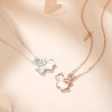 925 Silver Shell Unicorn Pendant Necklace Rose Plated Gift