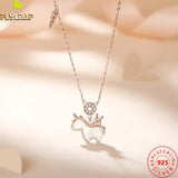 925 Silver Shell Unicorn Pendant Necklace Rose Plated Gift