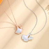 925 Silver Shell Ginkgo Leaves Pendant Necklace Rose Plating Women Jewelry