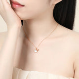925 Silver Shell Ginkgo Leaves Pendant Necklace Rose Plating Women Jewelry