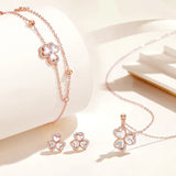 925 Silver Shell Heart Flower Stud Earrings Rose Plating Women Accessories