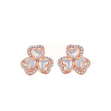 925 Silver Shell Heart Flower Stud Earrings Rose Plating Women Accessories