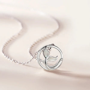925 Silver Shell Mermaid Tail Pendant Necklace Rose Plating