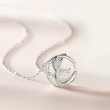 925 Silver Shell Mermaid Tail Pendant Necklace Rose Plating