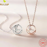 925 Silver Shell Mermaid Tail Pendant Necklace Rose Plating