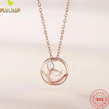925 Silver Shell Mermaid Tail Pendant Necklace Rose Plating