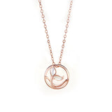 925 Silver Shell Mermaid Tail Pendant Necklace Rose Plating