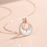925 Silver Shell Moonlight Pendant Necklace Rose Plating Women Jewelry