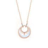925 Silver Shell Moonlight Pendant Necklace Rose Plating Women Jewelry