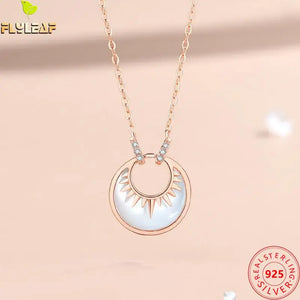 925 Silver Shell Moonlight Pendant Necklace Rose Plating Women Jewelry