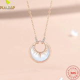 925 Silver Shell Moonlight Pendant Necklace Rose Plating Women Jewelry