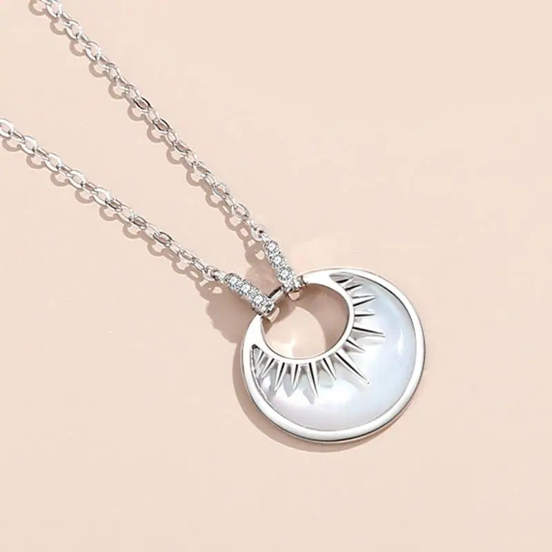 925 Silver Shell Moonlight Pendant Necklace Rose Plating Women Jewelry