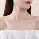 925 Silver Shell Moonlight Pendant Necklace Rose Plating Women Jewelry